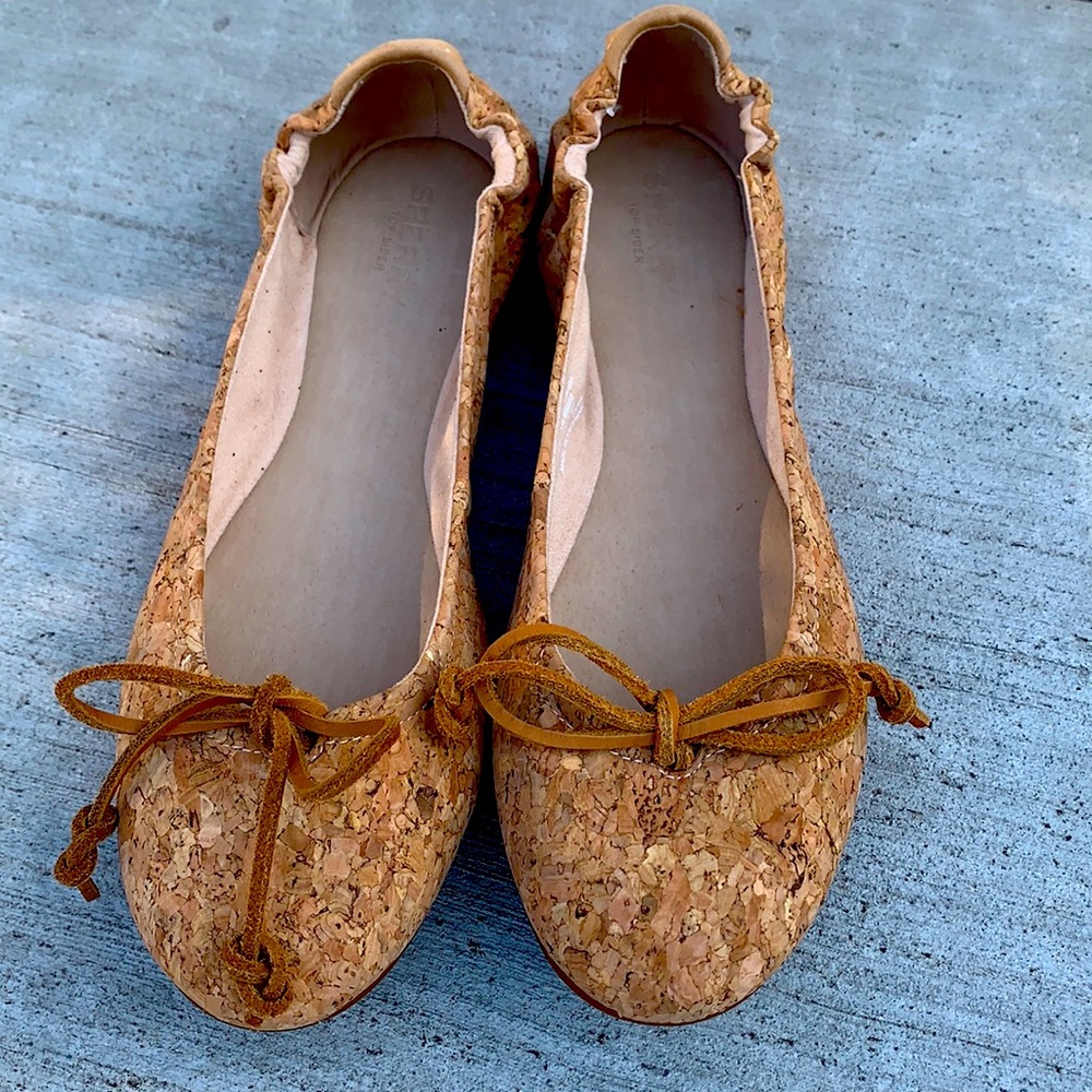 Sperry cork tip wider slip on flats